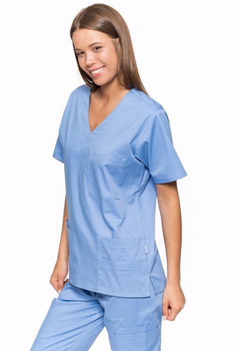 Bluza zabiegowa dekolt w serek – komfortowa do pracy na oddziale