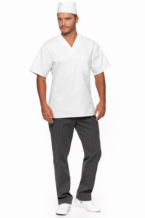 Bluza gastronomiczna Łukasz – wkładana przez głowę, z kieszonką pod karczkiem i bocznymi rozporkami.