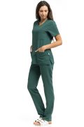 Bluza medyczna GAJA damska zielona – dekolt V, kieszenie, krótki rękaw