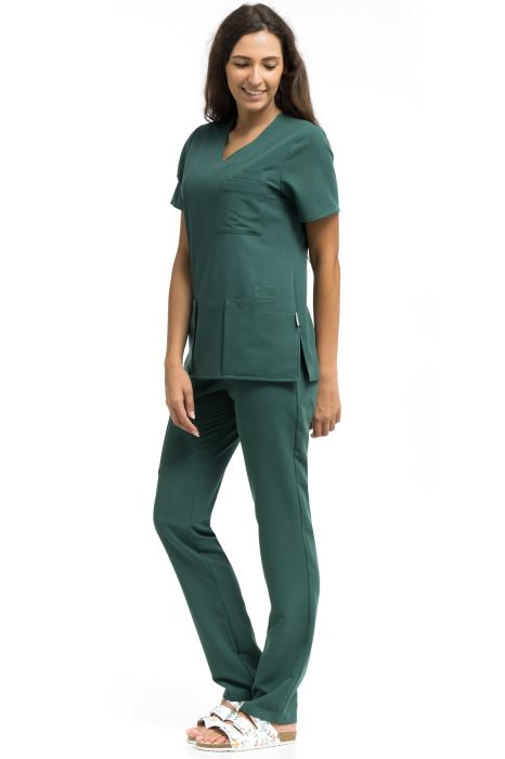 Damska bluza medyczna GAJA – luźny krój, rozporki boczne, pojemne kieszenie