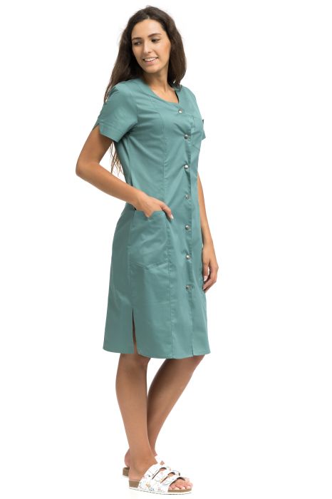 Sukienka medyczna damska KAREN – lekko dopasowany krój, zapięcie na napy